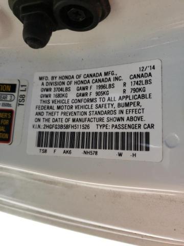 Photo 9 VIN: 2HGFG3B58FH511526 - HONDA CIVIC LX 