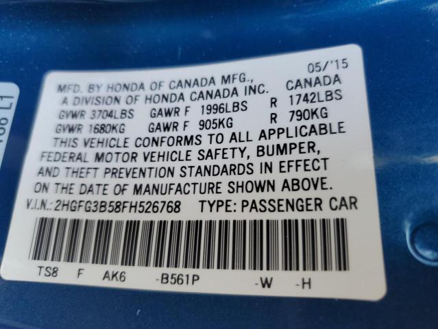 Photo 11 VIN: 2HGFG3B58FH526768 - HONDA CIVIC LX 