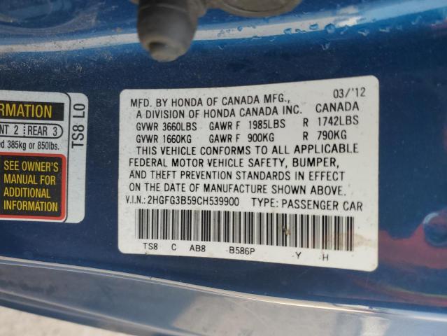 Photo 12 VIN: 2HGFG3B59CH539900 - HONDA CIVIC 