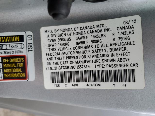 Photo 11 VIN: 2HGFG3B59CH557619 - HONDA CIVIC LX 