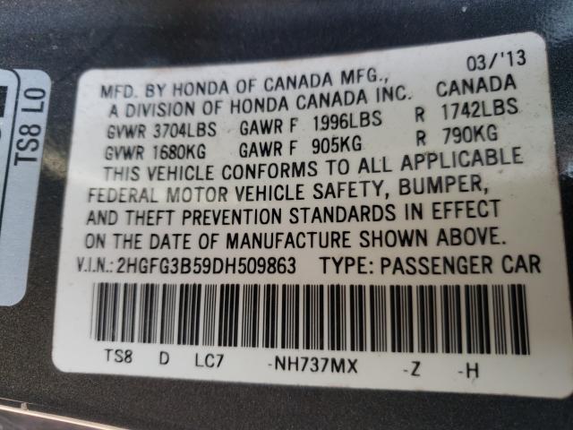 Photo 9 VIN: 2HGFG3B59DH509863 - HONDA CIVIC LX 