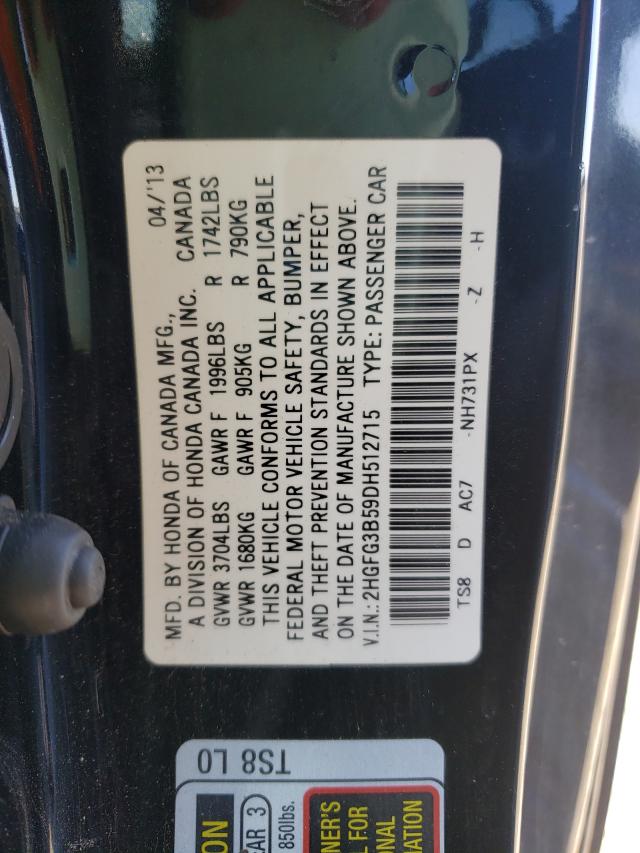 Photo 9 VIN: 2HGFG3B59DH512715 - HONDA CIVIC LX 