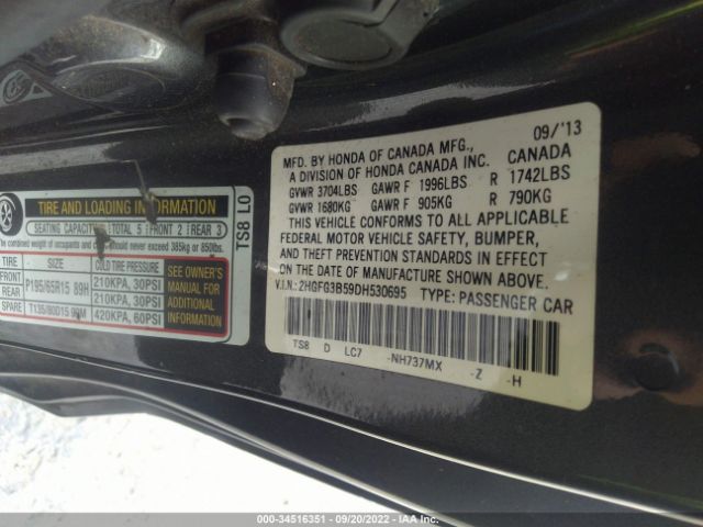 Photo 8 VIN: 2HGFG3B59DH530695 - HONDA CIVIC CPE 