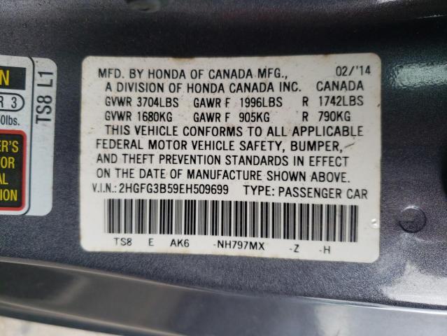 Photo 9 VIN: 2HGFG3B59EH509699 - HONDA CIVIC LX 