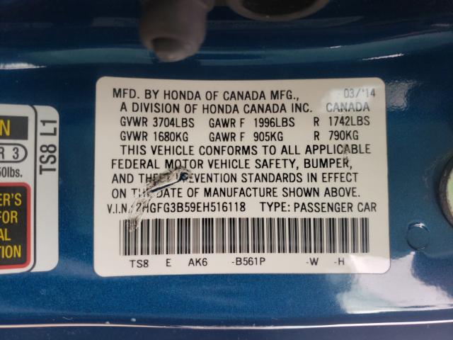 Photo 9 VIN: 2HGFG3B59EH516118 - HONDA CIVIC LX 