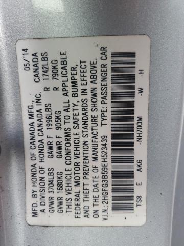 Photo 12 VIN: 2HGFG3B59EH523439 - HONDA CIVIC LX 