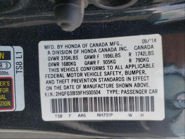 Photo 9 VIN: 2HGFG3B59FH500504 - HONDA CIVIC LX 