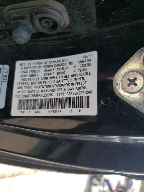 Photo 9 VIN: 2HGFG3B59FH528996 - HONDA CIVIC LX 