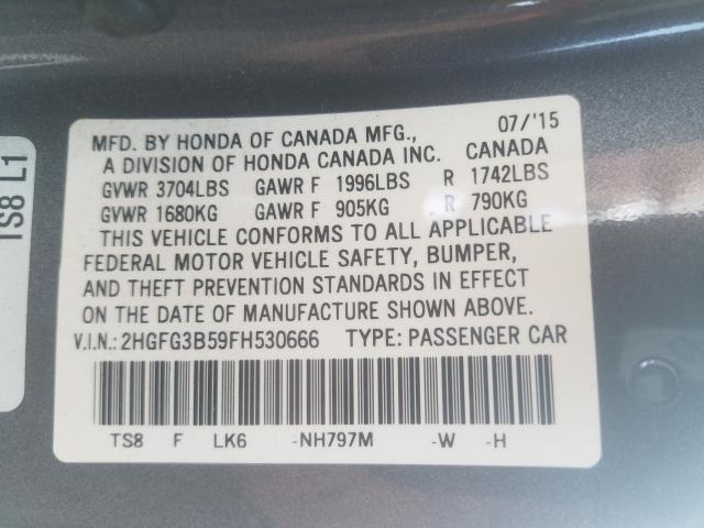 Photo 9 VIN: 2HGFG3B59FH530666 - HONDA CIVIC LX 