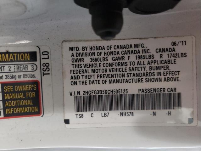 Photo 9 VIN: 2HGFG3B5XCH505125 - HONDA CIVIC LX 