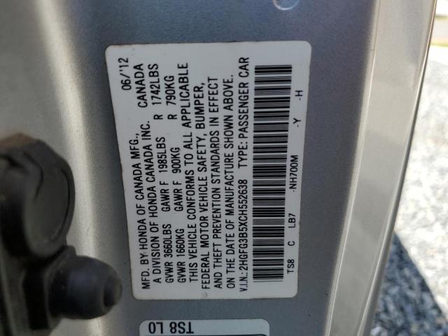 Photo 11 VIN: 2HGFG3B5XCH552638 - HONDA CIVIC LX 