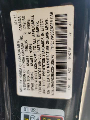 Photo 11 VIN: 2HGFG3B5XDH506776 - HONDA CIVIC LX 