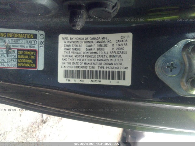 Photo 8 VIN: 2HGFG3B5XDH511346 - HONDA CIVIC CPE 