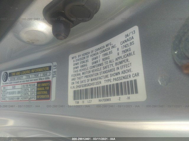 Photo 8 VIN: 2HGFG3B5XDH513324 - HONDA CIVIC CPE 