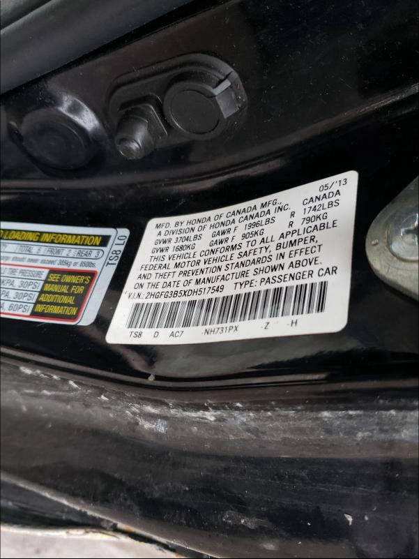 Photo 9 VIN: 2HGFG3B5XDH517549 - HONDA CIVIC LX 