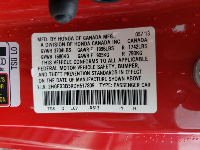 Photo 9 VIN: 2HGFG3B5XDH517809 - HONDA CIVIC LX 