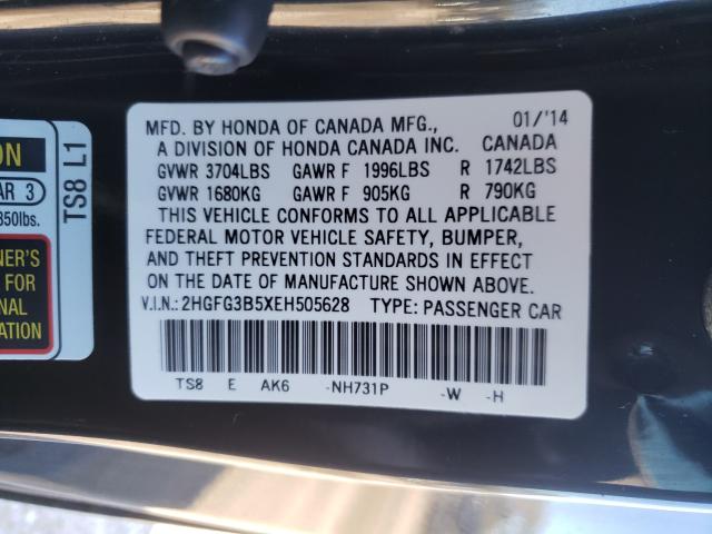 Photo 9 VIN: 2HGFG3B5XEH505628 - HONDA CIVIC COUPE 