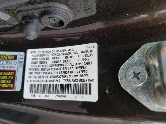 Photo 9 VIN: 2HGFG3B5XEH506245 - HONDA CIVIC LX 