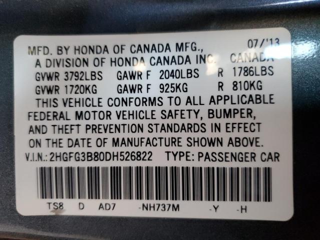 Photo 11 VIN: 2HGFG3B80DH526822 - HONDA CIVIC 