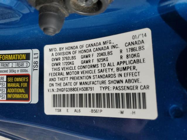 Photo 11 VIN: 2HGFG3B80EH508791 - HONDA CIVIC EX 