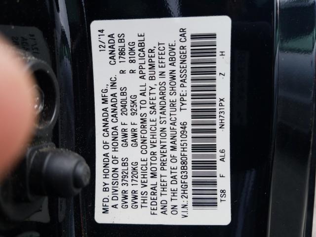 Photo 9 VIN: 2HGFG3B80FH510946 - HONDA CIVIC EX 