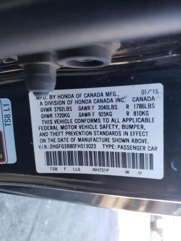 Photo 9 VIN: 2HGFG3B80FH513023 - HONDA CIVIC EX 