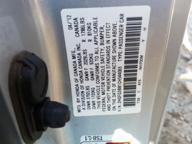 Photo 9 VIN: 2HGFG3B81CH544065 - HONDA CIVIC EX 