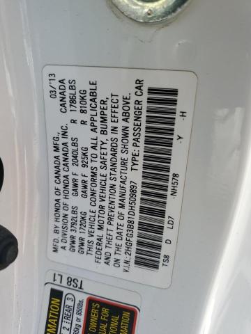 Photo 11 VIN: 2HGFG3B81DH509897 - HONDA CIVIC 