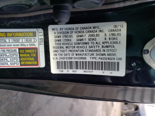 Photo 9 VIN: 2HGFG3B81DH528966 - HONDA CIVIC EX 