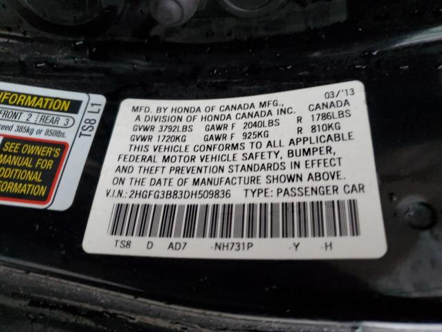 Photo 11 VIN: 2HGFG3B83DH509836 - HONDA CIVIC 