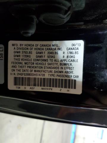 Photo 11 VIN: 2HGFG3B83DH514728 - HONDA CIVIC 