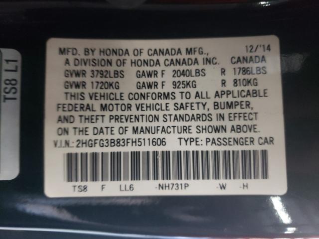 Photo 9 VIN: 2HGFG3B83FH511606 - HONDA CIVIC EX 