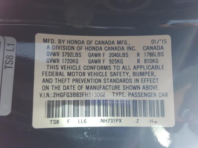 Photo 9 VIN: 2HGFG3B83FH513002 - HONDA CIVIC EX 