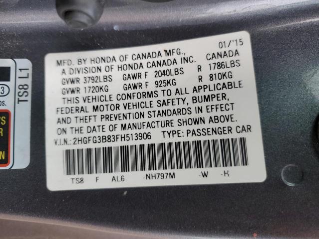 Photo 11 VIN: 2HGFG3B83FH513906 - HONDA CIVIC EX 