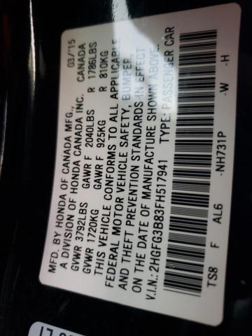 Photo 11 VIN: 2HGFG3B83FH517941 - HONDA CIVIC EX 