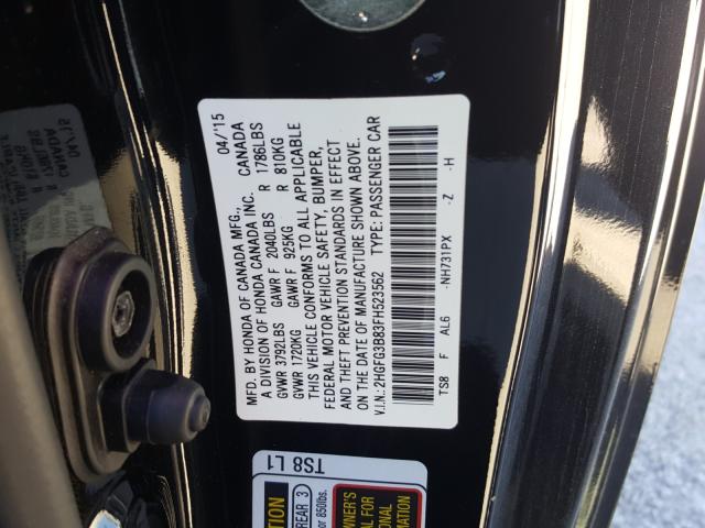 Photo 9 VIN: 2HGFG3B83FH523562 - HONDA CIVIC EX 