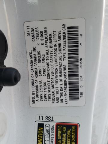 Photo 11 VIN: 2HGFG3B84DH515869 - HONDA CIVIC 