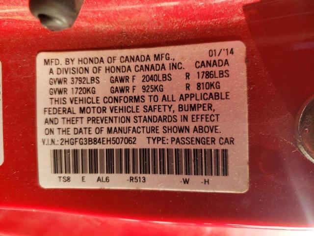 Photo 9 VIN: 2HGFG3B84EH507062 - HONDA CIVIC EX 