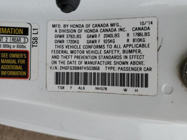 Photo 9 VIN: 2HGFG3B84FH503868 - HONDA CIVIC EX 