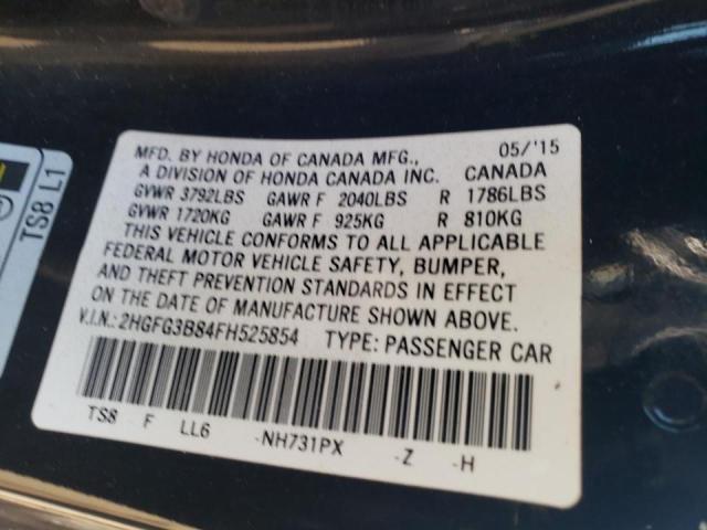 Photo 9 VIN: 2HGFG3B84FH525854 - HONDA CIVIC EX 