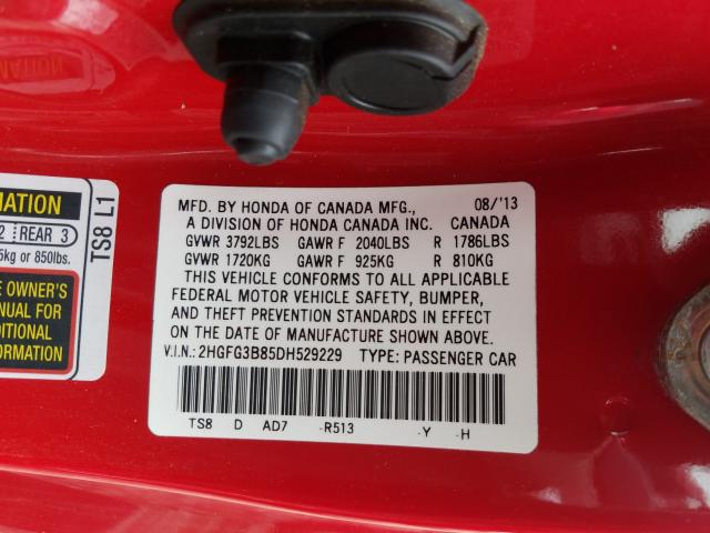 Photo 9 VIN: 2HGFG3B85DH529229 - HONDA CIVIC EX 