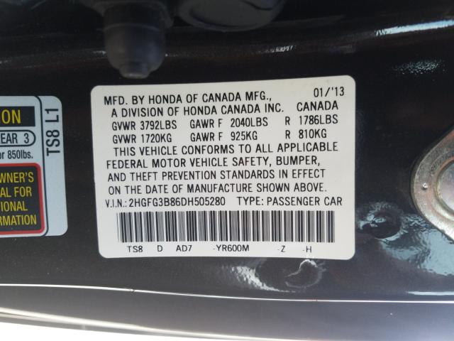 Photo 9 VIN: 2HGFG3B86DH505280 - HONDA CIVIC EX 