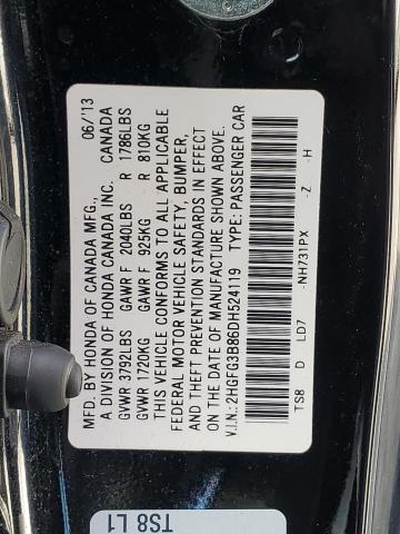 Photo 11 VIN: 2HGFG3B86DH524119 - HONDA CIVIC 