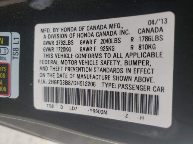 Photo 9 VIN: 2HGFG3B87DH512206 - HONDA CIVIC EX 