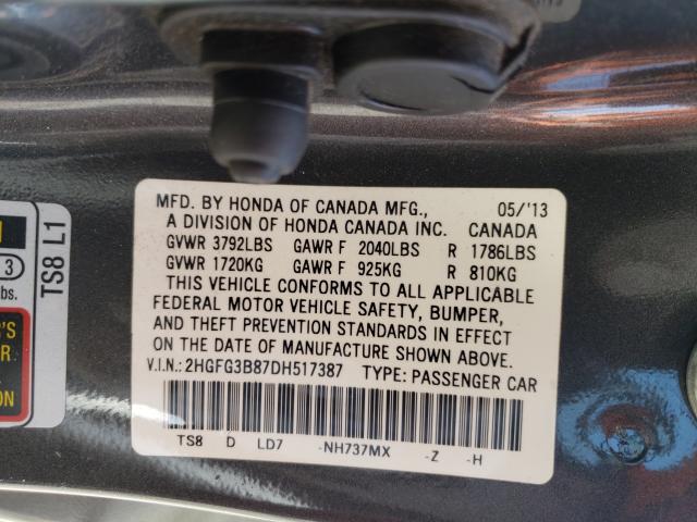 Photo 9 VIN: 2HGFG3B87DH517387 - HONDA CIVIC EX 