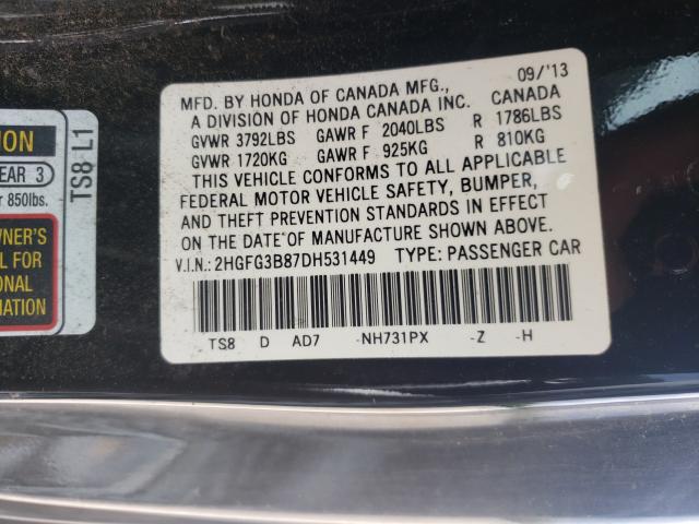 Photo 9 VIN: 2HGFG3B87DH531449 - HONDA CIVIC EX 