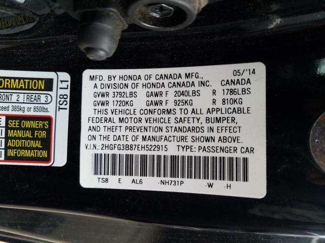 Photo 9 VIN: 2HGFG3B87EH522915 - HONDA CIVIC EX 