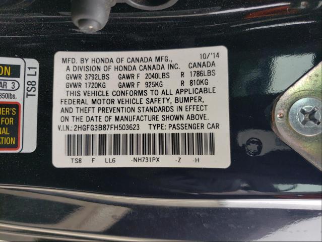 Photo 9 VIN: 2HGFG3B87FH503623 - HONDA CIVIC EX 