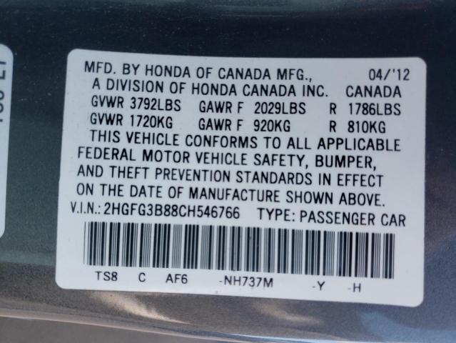 Photo 9 VIN: 2HGFG3B88CH546766 - HONDA CIVIC EX 