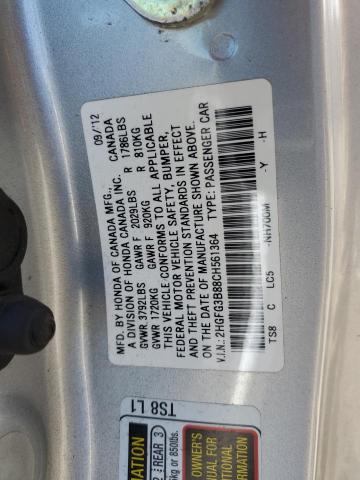 Photo 11 VIN: 2HGFG3B88CH561364 - HONDA CIVIC EX 